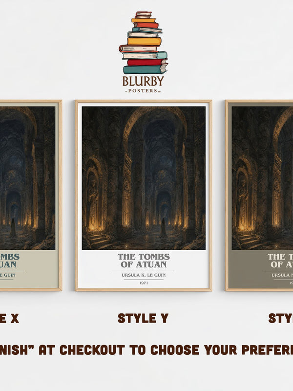 The Tombs of Atuan book cover print in frame leaning in hallway – fantasy wall art