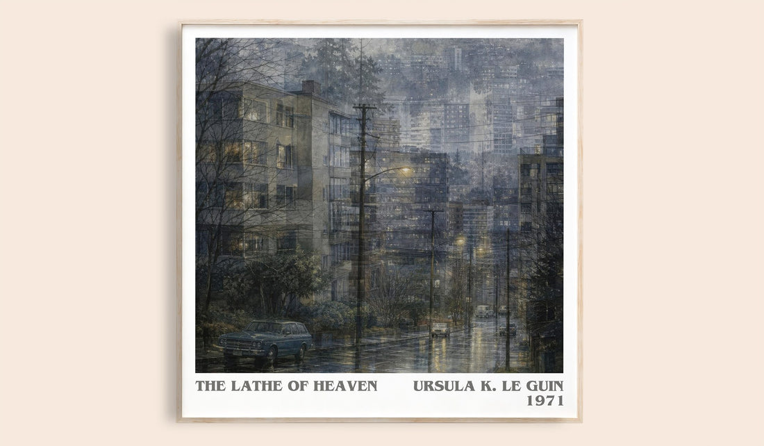 The Lathe of Heaven literary book poster by Ursula K. Le Guin – framed literary art print