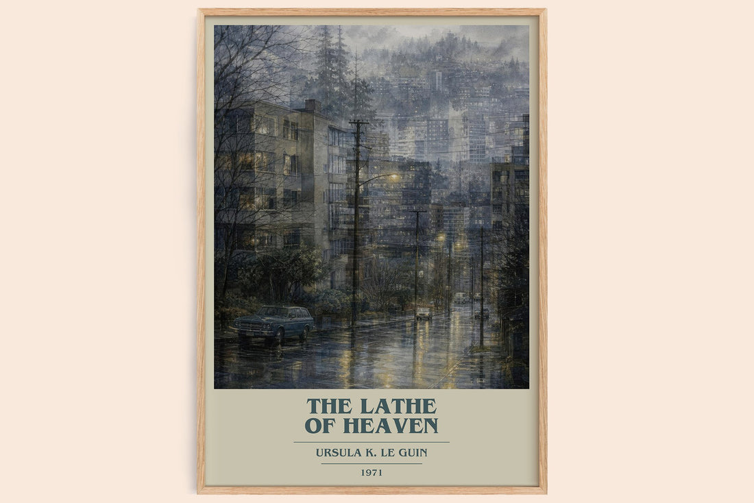 The Lathe of Heaven book cover book poster by Ursula K. Le Guin – framed literary art print