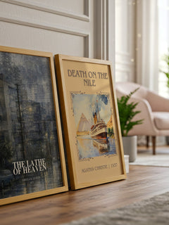 The Lathe of Heaven watercolour print framed by window – literary home decor