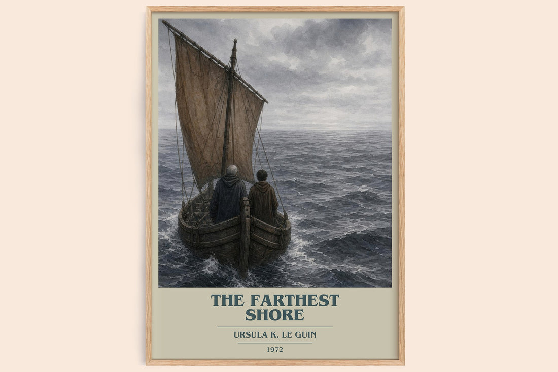 The Farthest Shore book cover book poster by Ursula K. Le Guin – framed literary art print