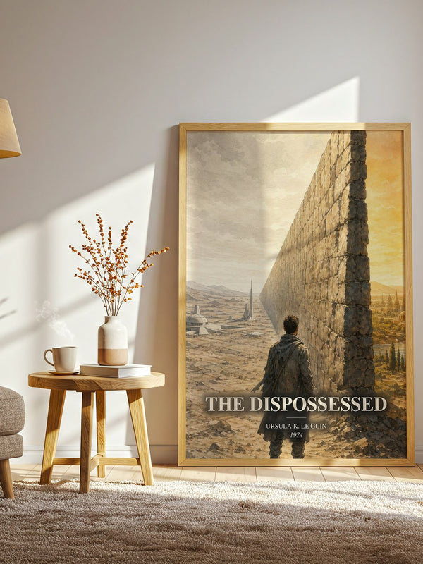 The Dispossessed watercolour print in frame leaning in hallway – sci fi wall art