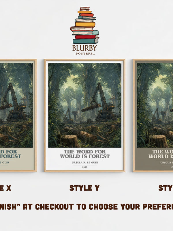 The Word for World Is Forest book cover print in frame leaning in hallway – sci fi wall art