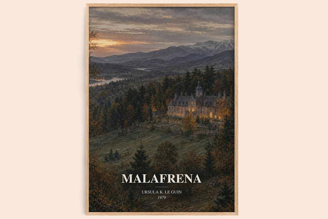 Malafrena watercolour book poster by Ursula K. Le Guin – framed literary art print