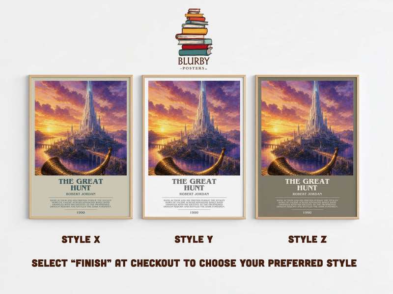 The Great Hunt bookish print in frame leaning in hallway – fantasy wall art