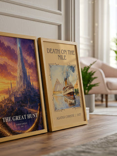 The Great Hunt watercolour print framed by window – literary home decor