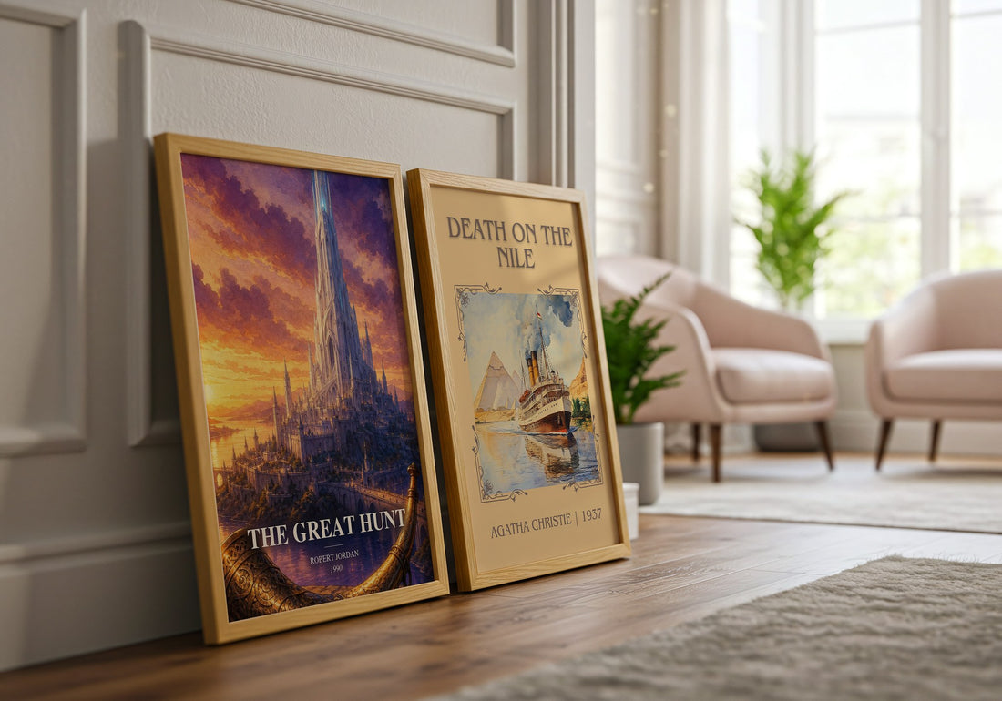 The Great Hunt watercolour print framed by window – literary home decor