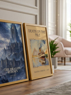 The Dragon Reborn watercolour print framed by window – literary home decor