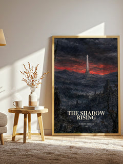 The Shadow Rising watercolour print in frame leaning in hallway – fantasy wall art