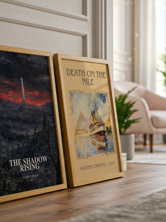 The Shadow Rising watercolour print framed by window – literary home decor