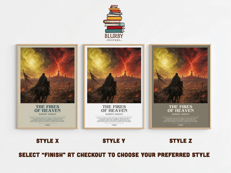 The Fires of Heaven bookish print in frame leaning in hallway – fantasy wall art