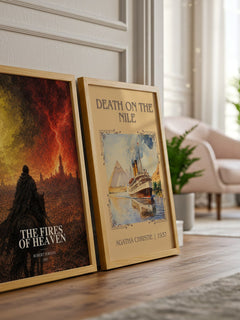 The Fires of Heaven watercolour print framed by window – literary home decor