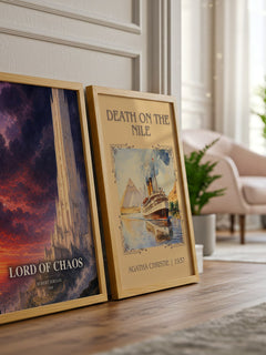 Lord of Chaos watercolour print framed by window – literary home decor