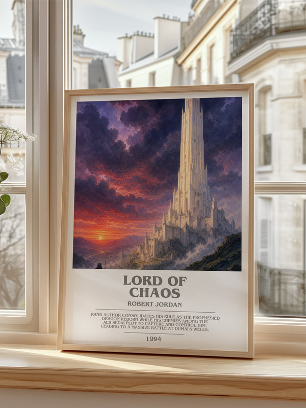 Lord of Chaos Bookish Wall Art by Robert Jordan – framed print by a bright window