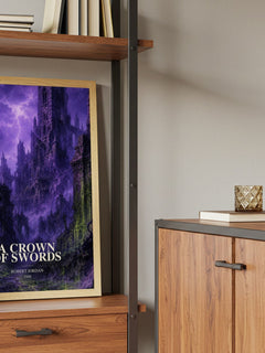 A Crown of Swords book watercolour illustration paper finish options – matte satin gloss