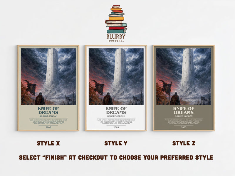 Knife of Dreams bookish print in frame leaning in hallway – fantasy wall art