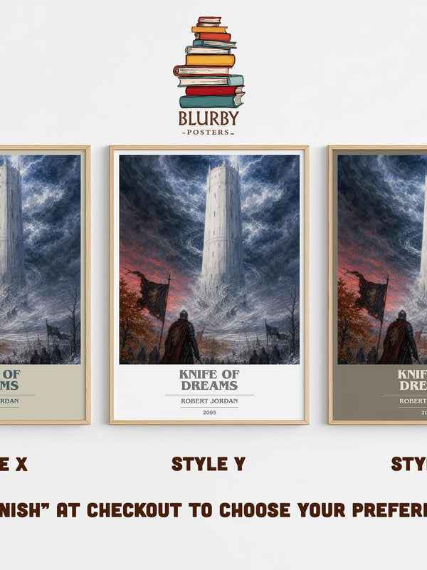 Knife of Dreams book cover print in frame leaning in hallway – fantasy wall art