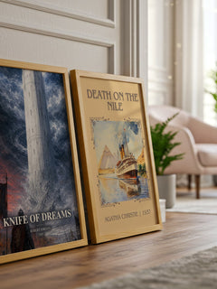 Knife of Dreams Book Watercolour Illustration by Robert Jordan – framed print leaning beside a second print