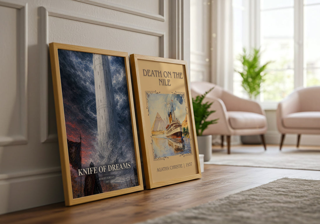 Knife of Dreams Book Watercolour Illustration by Robert Jordan – framed print leaning beside a second print