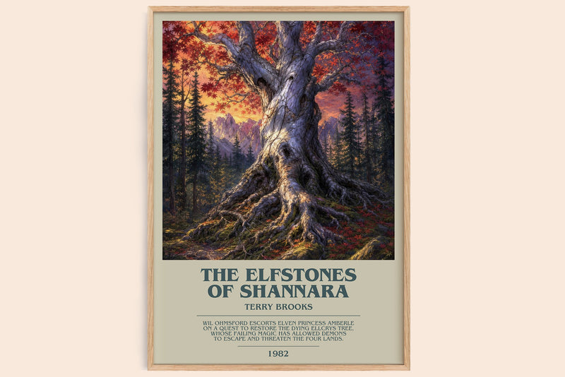 The Elfstones of Shannara bookish book poster by Terry Brooks – framed literary art print