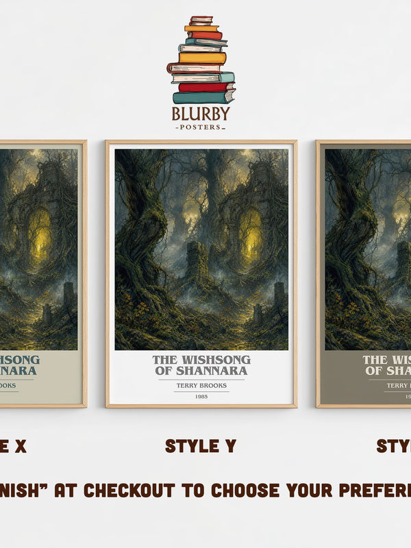 The Wishsong of Shannara book cover print in frame leaning in hallway – fantasy wall art