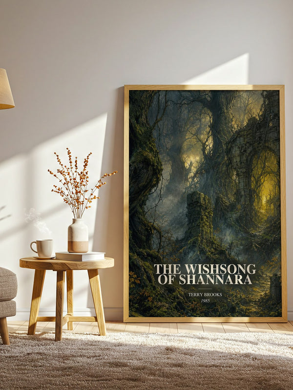 The Wishsong of Shannara watercolour print in frame leaning in hallway – fantasy wall art