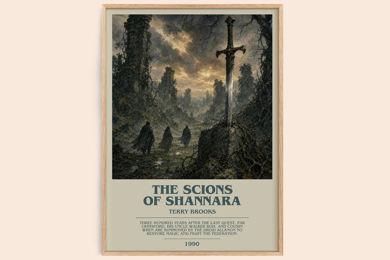 The Scions of Shannara bookish book poster by Terry Brooks – framed literary art print