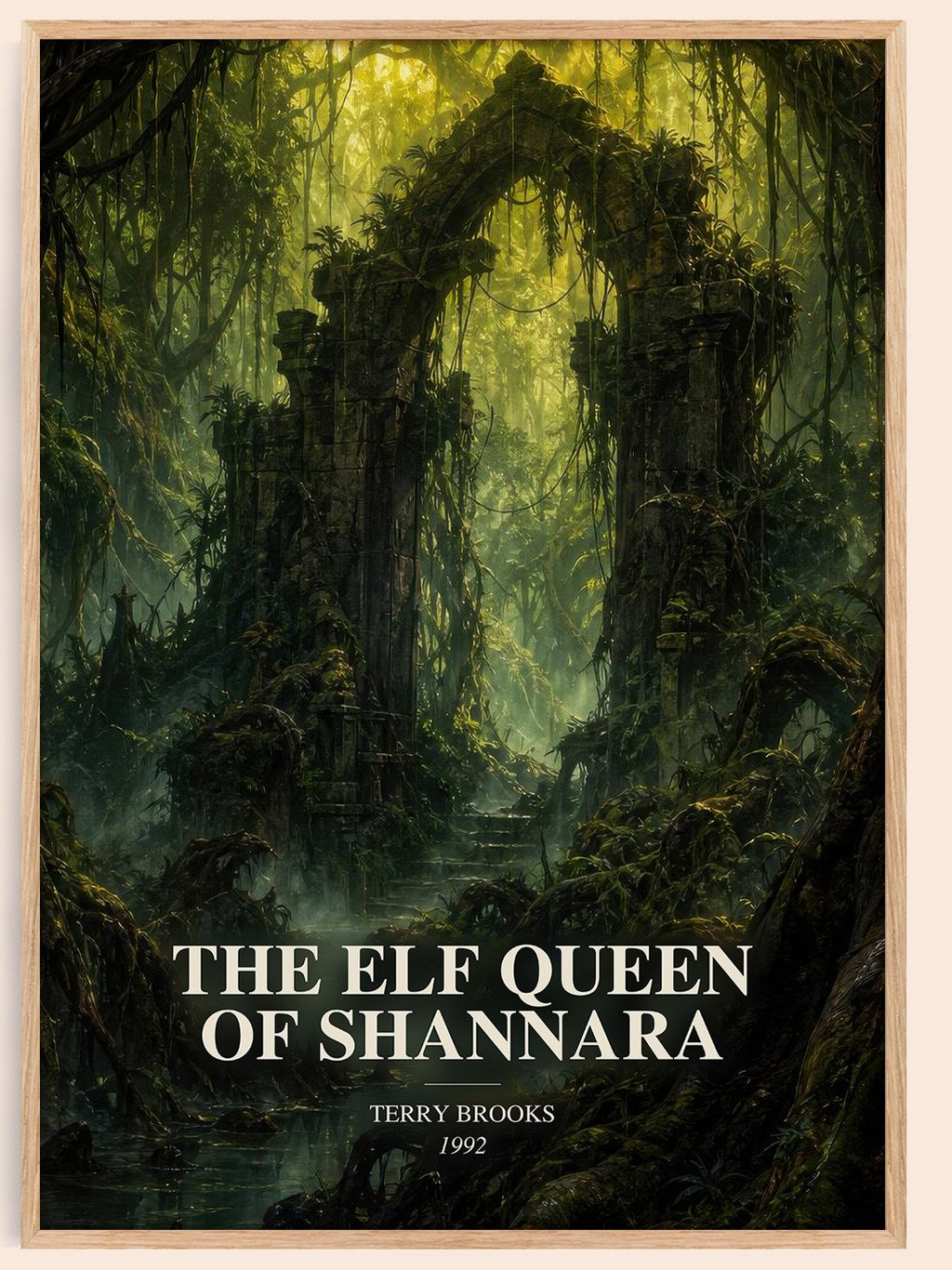 The Elf Queen of Shannara watercolour book poster by Terry Brooks – framed literary art print