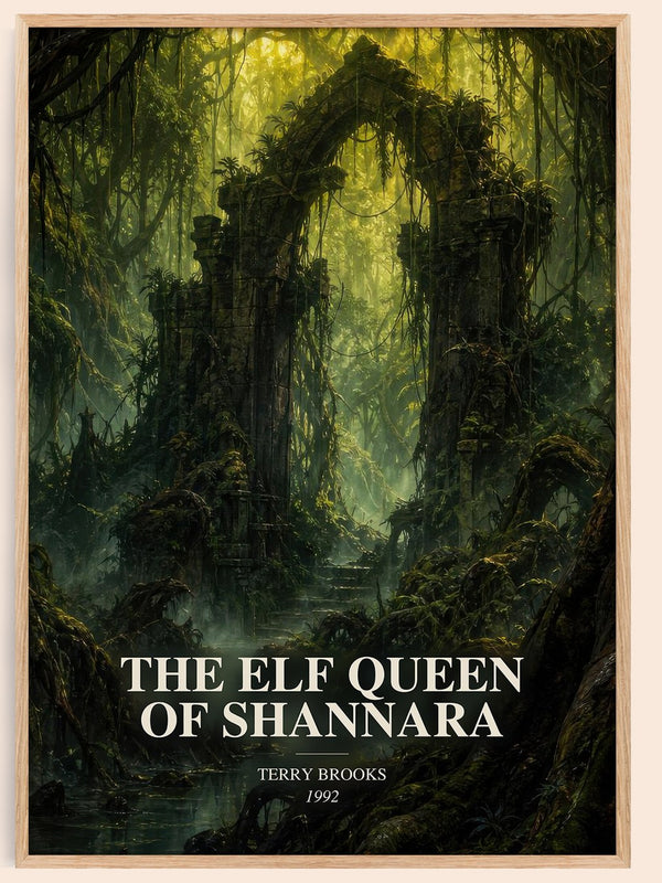 The Elf Queen of Shannara watercolour book poster by Terry Brooks – framed literary art print