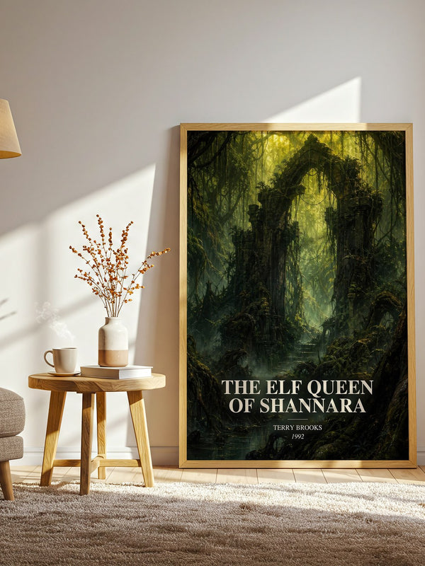 The Elf Queen of Shannara watercolour print in frame leaning in hallway – fantasy wall art