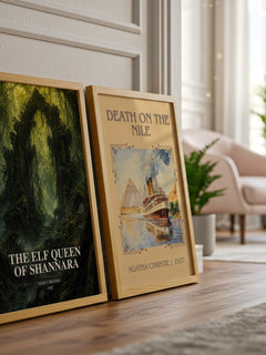 The Elf Queen of Shannara watercolour print framed by window – literary home decor