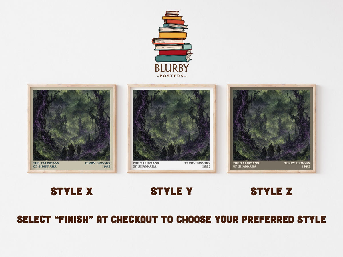 The Talismans of Shannara literary print in frame leaning in hallway – fantasy wall art (mockup)