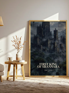 First King of Shannara watercolour print in frame leaning in hallway – fantasy wall art
