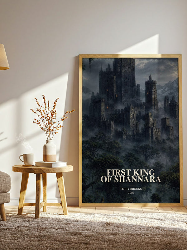 First King of Shannara watercolour print in frame leaning in hallway – fantasy wall art