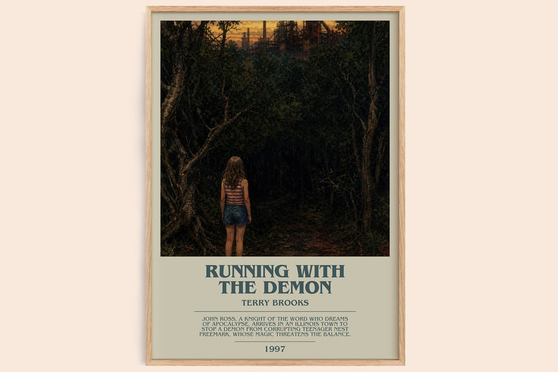 Running with the Demon bookish book poster by Terry Brooks – framed literary art print