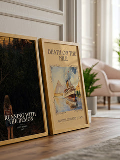 Running with the Demon watercolour print framed by window – literary home decor