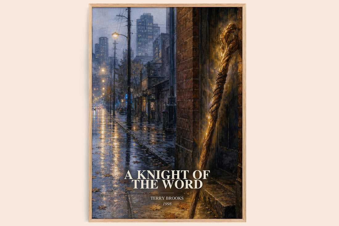 A Knight of the Word watercolour book poster by Terry Brooks – framed literary art print
