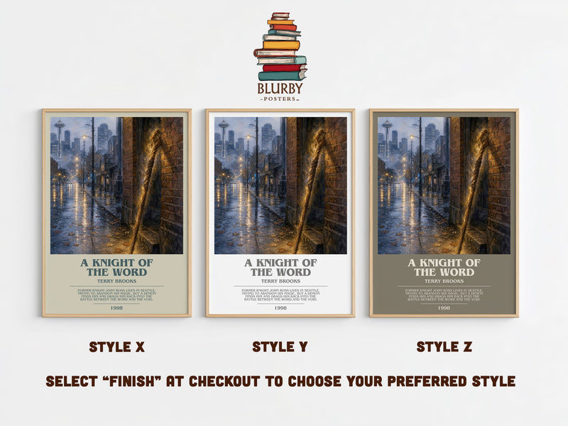 A Knight of the Word bookish print in frame leaning in hallway – fantasy wall art