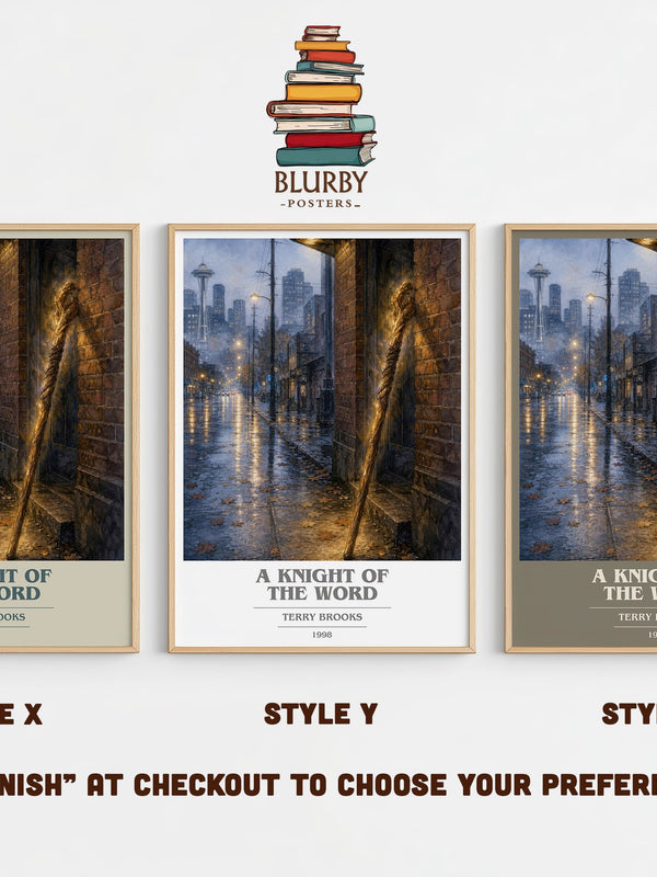 A Knight of the Word book cover print in frame leaning in hallway – fantasy wall art