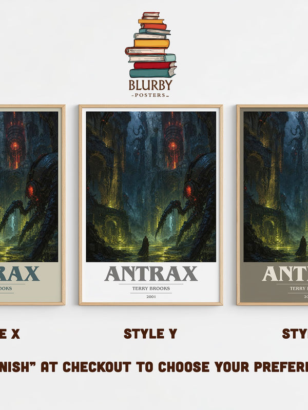 Antrax book cover print in frame leaning in hallway – fantasy wall art