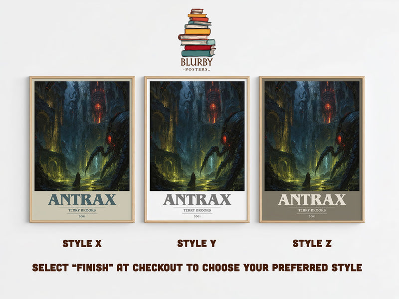 Antrax book cover print in frame leaning in hallway – fantasy wall art