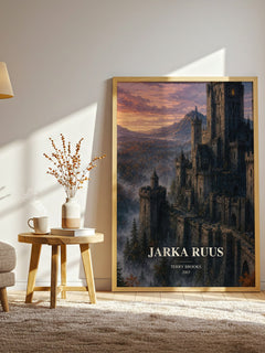 Jarka Ruus watercolour print in frame leaning in hallway – fantasy wall art