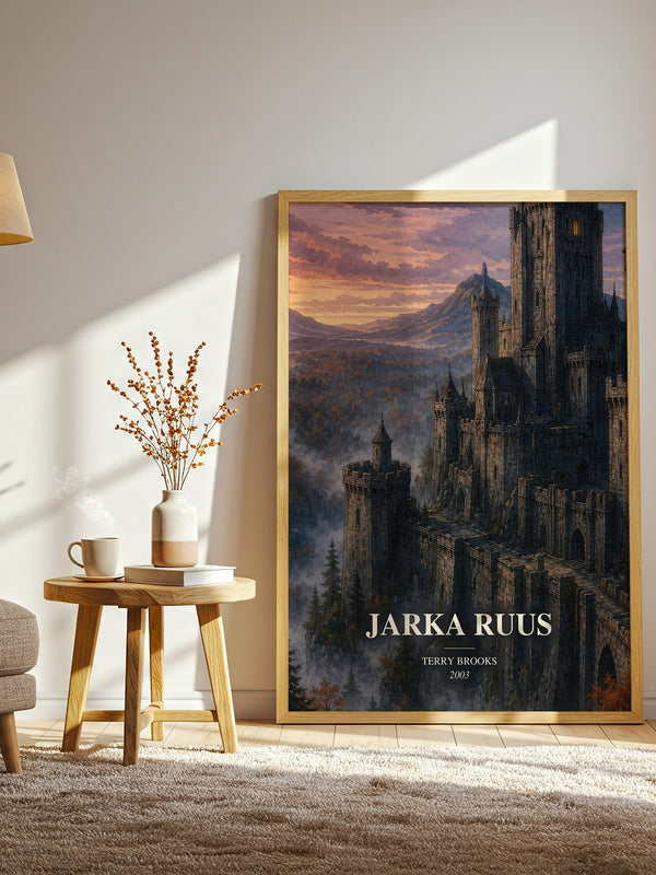 Jarka Ruus watercolour print in frame leaning in hallway – fantasy wall art