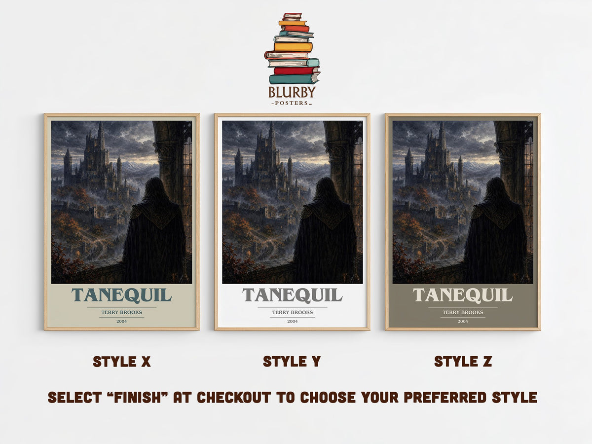 Tanequil book cover print in frame leaning in hallway – fantasy wall art (mockup)