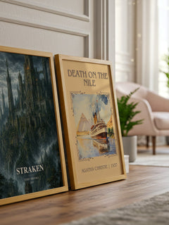 Straken watercolour print framed by window – literary home decor