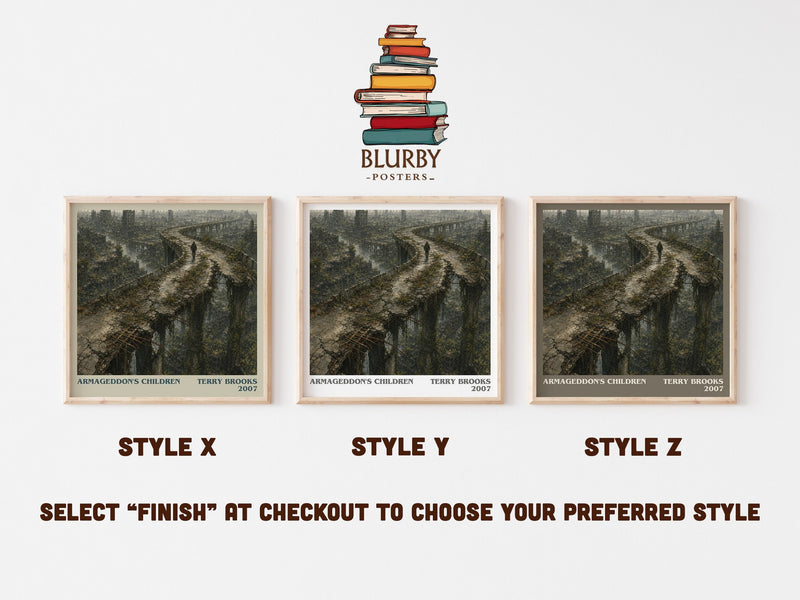 Armageddon's Children literary print in frame leaning in hallway – dystopian wall art