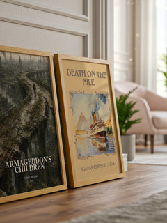 Armageddon's Children watercolour print framed by window – literary home decor