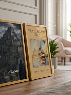 Legend watercolour print framed by window – literary home decor