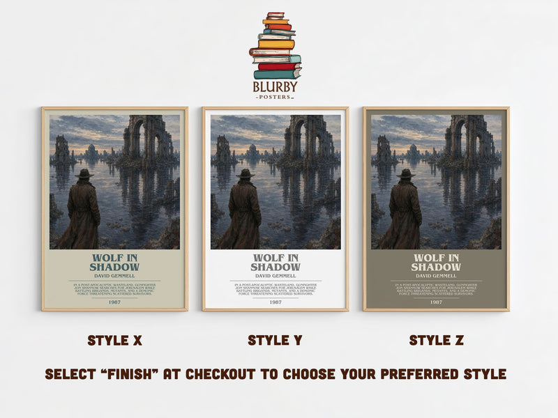 Wolf in Shadow bookish print in frame leaning in hallway – fantasy wall art