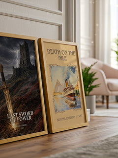 Last Sword of Power watercolour print framed by window – literary home decor